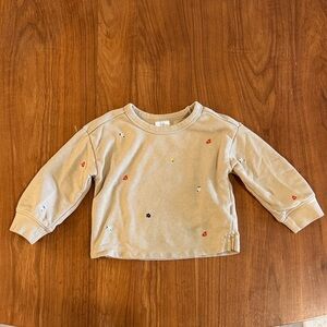 GAP Beige Toddler Floral Embroidered Sweatshirt, 2T